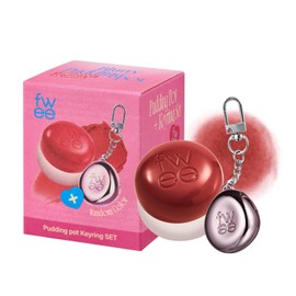 fwee Lip&Cheek Blurry Pudding Pot + Pendant Keyring | Memories | Random Colored Keyring | Makeup Blush, Buildable Lightweight, Multi-Use Soft Matte Finish | 5g