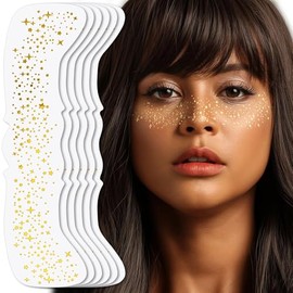 Cara Purpurina Pecas Tatuaje Cara 10PCS, Tatuajes Temporales de Pecas con Purpurina Dorada