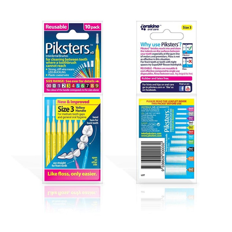 Piksters Interdental Brushes Pack of 10 Yellow 0.60 mm Value