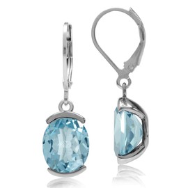 Silvershake 11X9mm Solitaire Oval Shape Gemstones Modern Half Bezel Set White Gold Plated or Yellow Gold Plated 925 Sterling Silver Drop Dangle Leverback Earrings Jewelry for Women, Sterling Silver,
