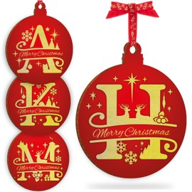 Initial Ornament for Christmas Tree Decorations - 12x10cm - Xmas Wooden Hanging Green Baubles, Christma Family Tree Gifts C3 (Initial #H)