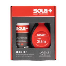 SOLA CLKS Chalk Line Set Red - 30 m Marking Line with Chalk Red 230 g in Practical Set - Quick Line Retraction thanks to 6:1 Gear - Large and Robust Plastic Housing