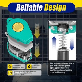 23ft Self Retracting Lifeline, 330lbs Fall Arrester Fall Protection Dual Swivels Alloy Steel Hook Flame Retardant Steel Wire Rope