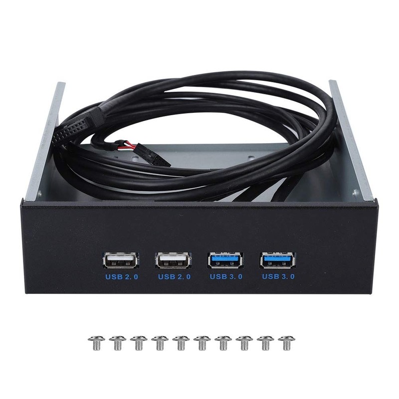 ASHATA 5.25" Front Panel,4 USB Port Optical Drive Front Panel,Multifunction