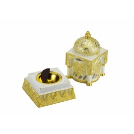 Intense Oud Engraved Calligraphy Minaret Style Incense Bakhoor Burner - 6 in. White