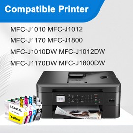 LC401XL LC401 MFC-J1010DW High Yield Ink Cartridges (4-Pack,BK/C/M/Y)
