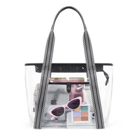 Missnine Clear Tote Bag Stadium Approved Large Clear Bag with Zipper Closure Transparent Bag for Sport Events, Concerts, Work, Beach