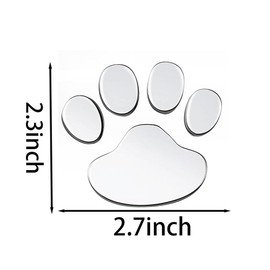 2 Pair PVC Dog Paw Footprint Sticker Decal, 3D Self Adhesive Dog Paw Footprint Sticker for Vehicle/Motorcycle/Boat/Cruisers - Sliver