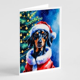Caroline's Treasures Dachshund Christmas Greeting Cards Pack of 8 Blank Cards with Envelopes Whimsical A7 Size 5x7 Blank Note Cards