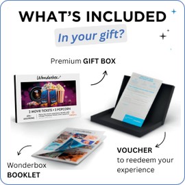 Wonderbox Regal Movie Gift Box, 2 Tickets and 2 Popcorn, Movie Night Experience for 2, Valid at 425 Locations