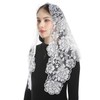 Bozidol Church Mantilla Catholic Veil: White Peony Flowers Embroidered Lace