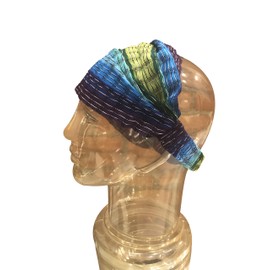 Extra Large 'Snug Fit' Headband Hair Scarf Woven Cotton Elastic Red Turquoise Green Blue Shades