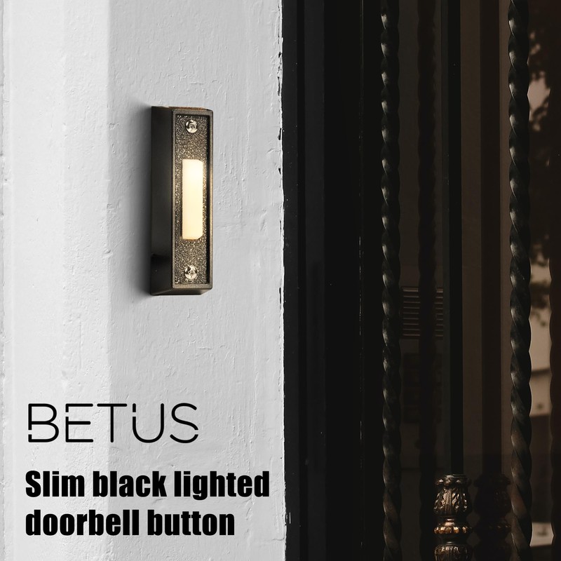 Betus LED Lighted Doorbell Button - Classic Rectangular Wall Mounted