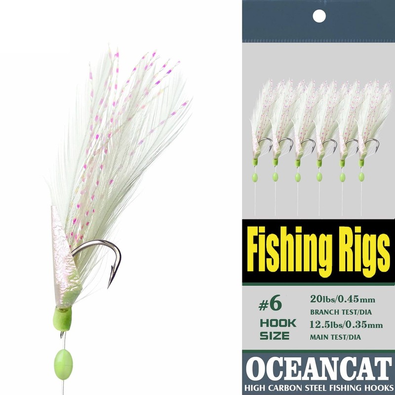 10/20 Packs 3 Feather & Fish Skin 6 Hooks Saltwater