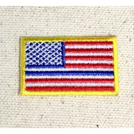 Wholesale Applique Small 1.5" American Flag Yellow - Thin Blue Line Iron on Embroidered Patch