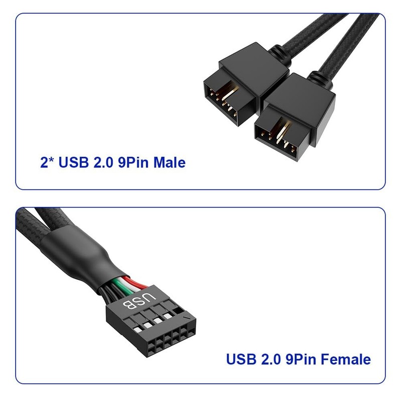 SSSUWP Motherboard 9pin USB2.0 to Dual 9pin Extension Cable, 9