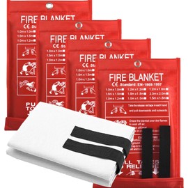 HHYING Emergency Fire Blanket for Home and Kitchen Fiberglass Fire Suppression Blanket (39''X39'') Great for School, Fireplace, Grill, Car, Office, Warehouse (4PCS)