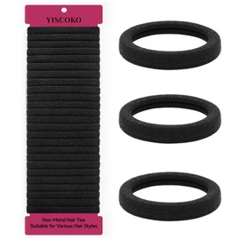 YISCOKO 50PCS Hair Ties,Hair Elastics,Hair Bands For Women,Hair Elastics For Women No Damage,Black Hair Ties for Women,Hairbands,Hair Accessories For Women,Ponytail Holders For Women Girls Kids Men.