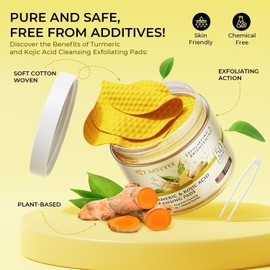 MEEYEE Turmeric Kojic Acid Cleansing Pads – 50PCS Exfoliating Face Scrub Pads