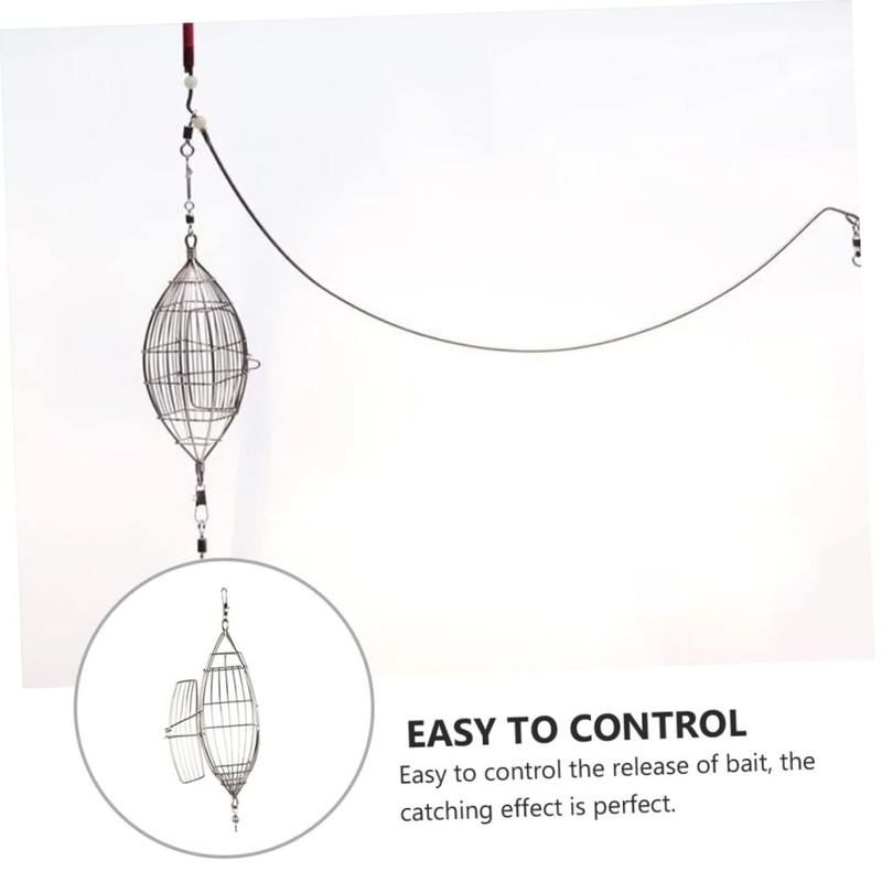 KOMBIUDA 1pcs Stainless Steel Olive Shape Fishing Bait Cage for