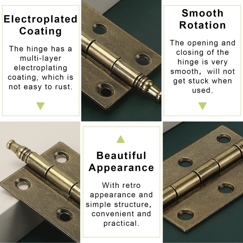 UFURMATE Antique Cabinet Hinges, 6Pcs Antique Decorative Hinges with Ball