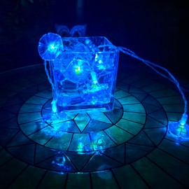 Solar Flower String Lights Outdoor waterproof - Petunia Blue Morning Glory Flowers, 10 Brightness LEDs, 12.5Ft, 2 Modes - Ideal Outdoor Decorative Lighting for Garden, Fence, Yard, and Trees