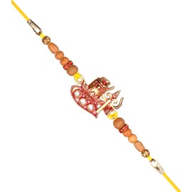 CHERKRAFT Rakhi Thread for Brother Men/Boy - Designer Rakhi with OM Symbol for Rakshabandhan (Pack of 1), Leather, no gemstone