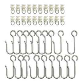 YAFIYGI 40 Pcs Curtain Track Gliders and Hooks Set Includes 20 Plastic Track Rollers 20 Stainless Steel Hooks Ideal for Ceiling Curtain Track RV Shower Curtain Rail Drapery System