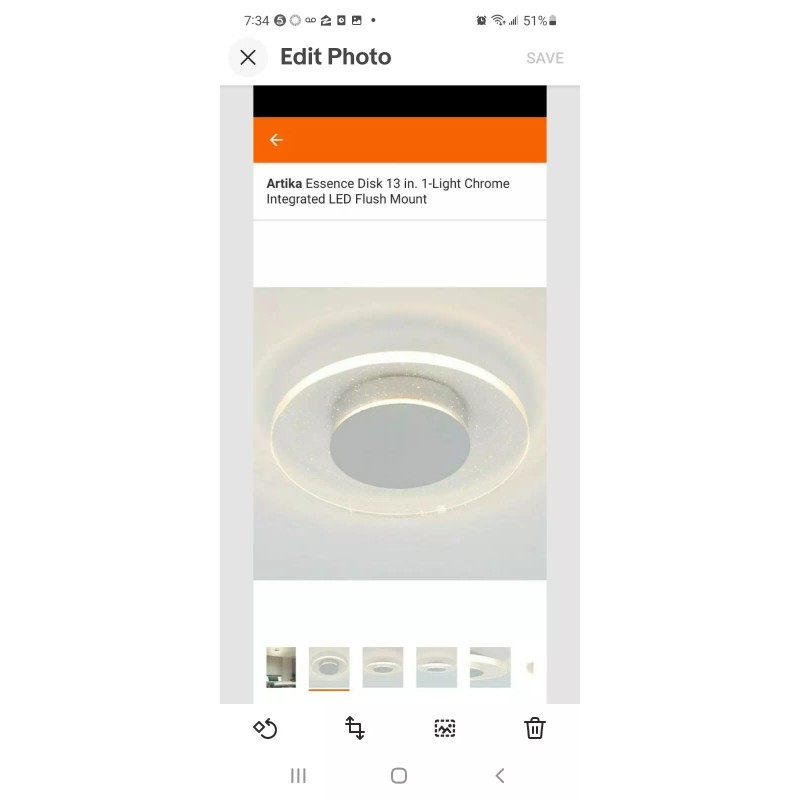 artika Essence Disk 13 In. 1-Light Chrome Integrated Led Flush