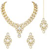 Aheli Ethnic Fashion Gold Plated White Color Crystal Necklace with
