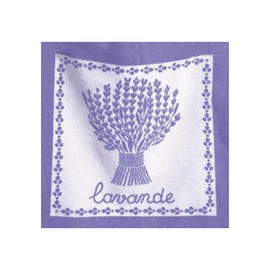 Coucke French Cotton Square Terry Towel, Lavande Lavande, 20-Inches by 20-Inches, Lavender, White