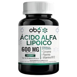 Acido Alfa Lipoico Ala 600mg Curcuma Piperina Fórmula Avanzada Antioxidante Alpha Lipoic Acid Curcuminoides Vitamina B12 Cápsulas Veganas Oby