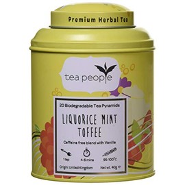 Tea People Liquorice Mint Toffee, 20 Tea Pyramids in Tin Caddy, LMT-20TP