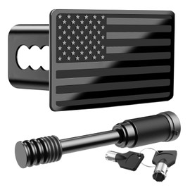 KINIDAS - Cubierta de enganche de remolque de metal con bandera americana pesada para receptores de 2 pulgadas, cubiertas de enganche de remolque de 2 pulgadas para accesorios de camiones con bloqueo