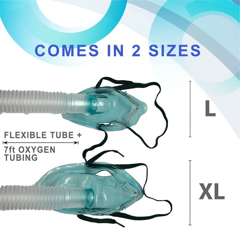 Endure Adjustable Adult Elongated Oxygen Venturi Mask with Accessories, X-Large