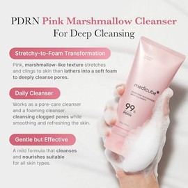 MEDICUBE PDRN Pink Niacinamide Whip Cleanser, Limpiador Facial Coreano en Espuma con PDRN de Salmón 99% Puro, Niacinamida, Ácido Hialurónico y Ceramid