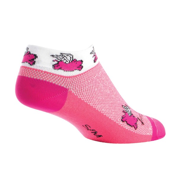 SockGuy Women's 1in Flying Pig Low Cycling/Running Socks - Size S/M - SGLCFLY
