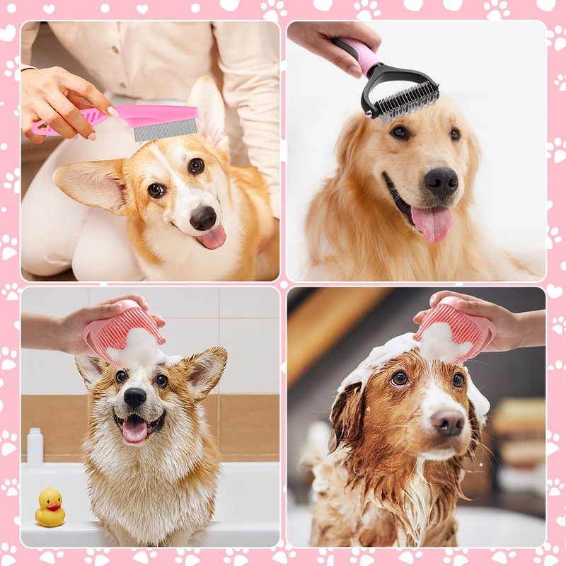 VCZONE 8 Pcs Dog Grooming Kit with Self Cleaning Tools: