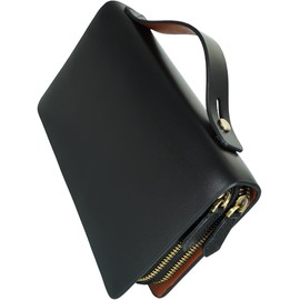 BlissLeather (Made in Spain) Premium Genuine Leather, Second Bag, Integrated Wallet, YKK Double Zipper, Multi-functional, Box Included, Black×Brown_1