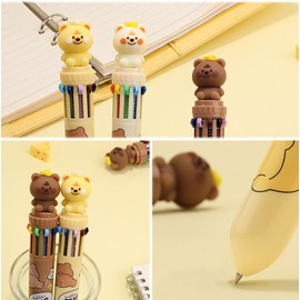 Bombinate 3pcs 10 Colors Ballpoint Pen 0.5mm Bear Character Stationery