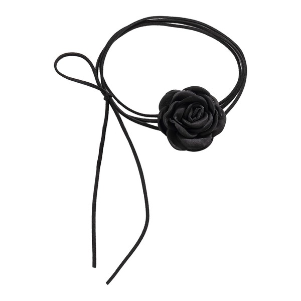 Flower Choker Necklace, Elegant Rose Choker, Black, Flower Necklace Choker,