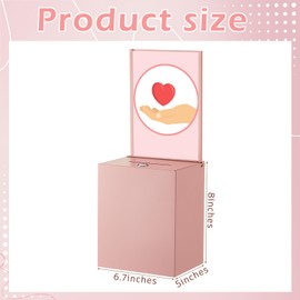 Weekgrat Metal Donation Box with Lock 6.7 x 5 x 8 Inch Safe Ballot Suggestion Box with Sign Holder and Slot Tip Jar Voting Collection Raffle Mailbox for Voting Fundraising Collection(Pink)