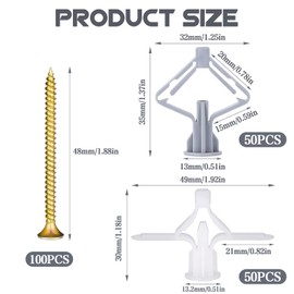 ZDNT 100 Cavity Dowels Butterfly Plasterboard Dowels Set, Plasterboard Dowels Aeroplane Shape, Expansion Dowels, Hollow Wall Dowels, Butterfly Plasterboard Dowels with Screws for Plasterboard,