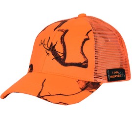 EDTREK Performance Trucker Breathable Mesh Hunting Cap - Timber Camo Hat and Blaze Orange Hunting Hat - Blaze Orange