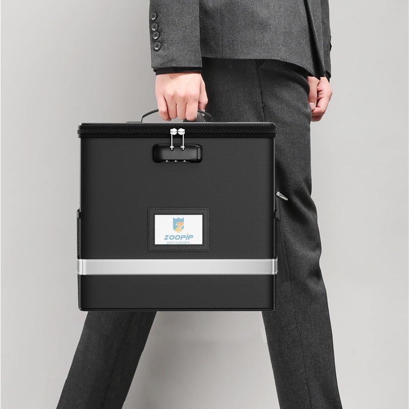 ZOOPIP Fireproof File Box with Lock, Document Box Storage Organizer,