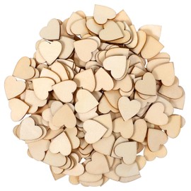 Qianyu 200 PCS Wooden Hearts for Crafts Small Wood Hearts Cutout Slices Unfinished Heart Sign Tag Blank Ornaments Embellishments for Valentine's Day Wedding Party Birthday Guest Decoration