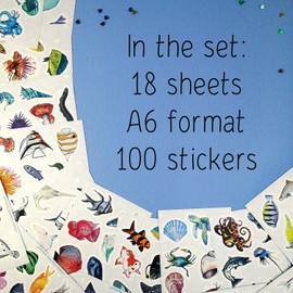 100Pcs Ocean Animal Stickers, Ocean Stickers, Ocean Creature Stickers for Water Bottles, Under The Sea, Whale, Fish, Shark, Seashell, Dolphin Laptop Decals, Ocean Life Party Favors