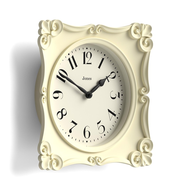 JONES CLOCKS® Rialto Wall Clock | Scroll Vintage Square Clock