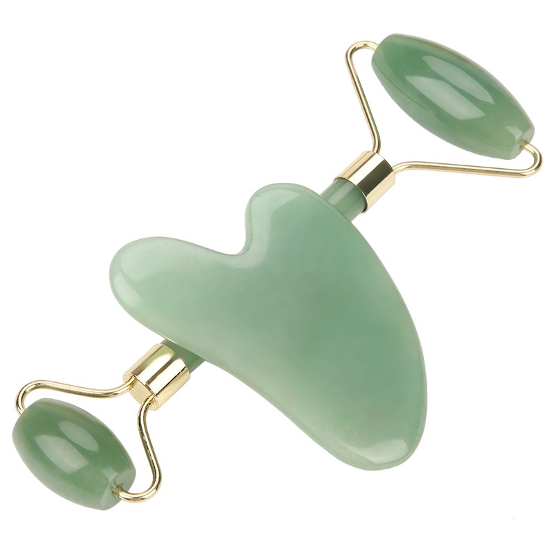 Natural Double Head Green Aventurine Jade Stone Roller & Scrapping