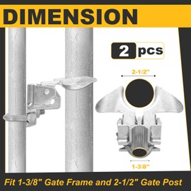 Amoskey Chain Link Fence Gate Latch, Chain Link Fence Parts, Gate Latches for Metal Gates, Fence Gate Latch, Galvanized Gate Latch for 1 3/8" gate Frames and 2 1/2" gate Posts (2, Silver)